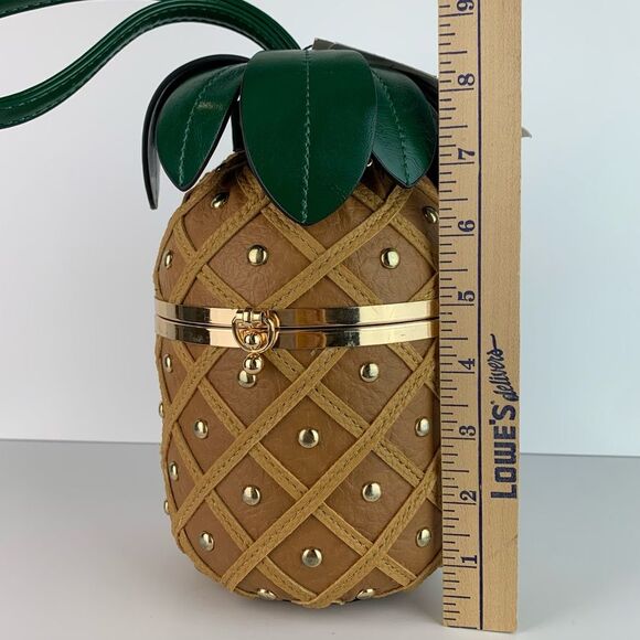 NWT Unique Pineapple Shaped Small Faux Leather Studded Crossbody Handbag - Picture 12 of 12